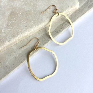 Organic Brushed gold hoop Earrings